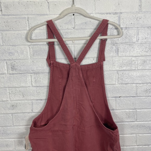 Aerie Linen Blend Red Rust Overalls Womens Size L Straight Leg Pockets Casual - Picture 6 of 11
